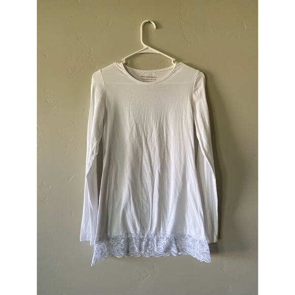 Downeast White Long Sleeve Lace Tee- size medium - Picture 1 of 4
